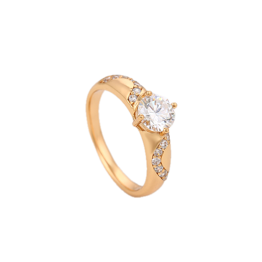 Solène – 18K Gold Ring with Statement White Cubic Zirconia | Everyday Cocktail Ring for Women