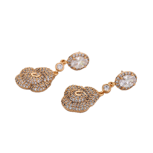 Lumaris – 18K Gold Drop Earrings with White Cubic Zirconia | Radiant Statement Daily Earrings for Women