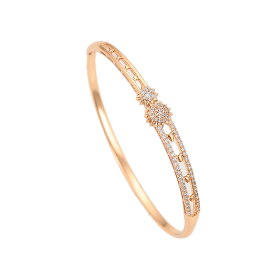 Sérène – 18K Gold Plated Special Edition Bangle with White Cubic Zirconia | Refined Occasion Bracelet for Women