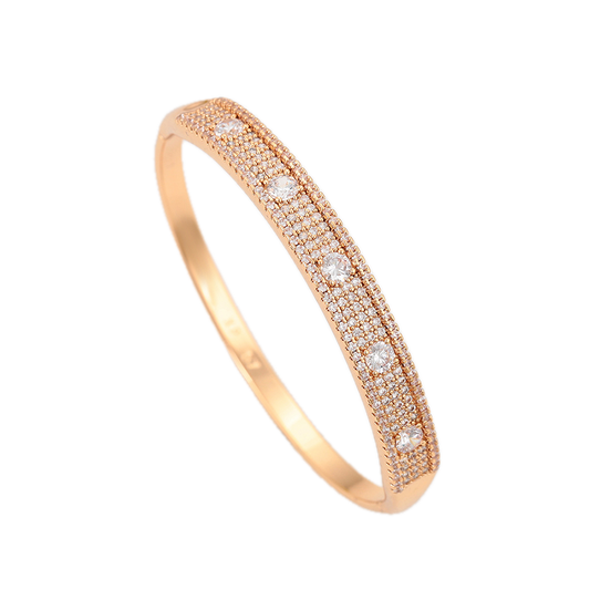 Cruxel – 18K Gold Plated Cross Design Bangle with White Cubic Zirconia | Signature Everyday Bangle for Women