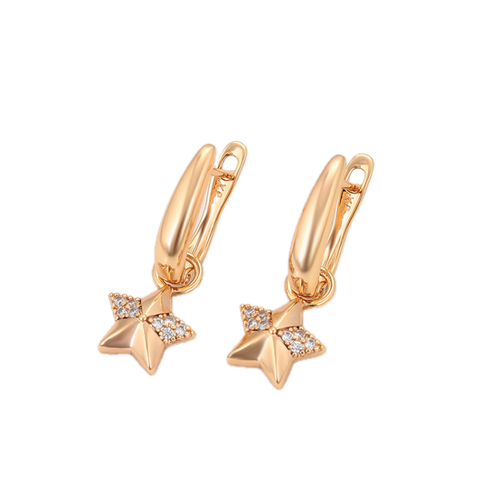 Aurela – 18K Gold Drop Earrings with White Cubic Zirconia | Elegant Daily Earrings for Women