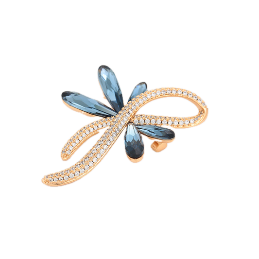Azurael – 18K Gold Luxury Brooch with Dark Blue Crystal | Statement Lapel Pin for Women
