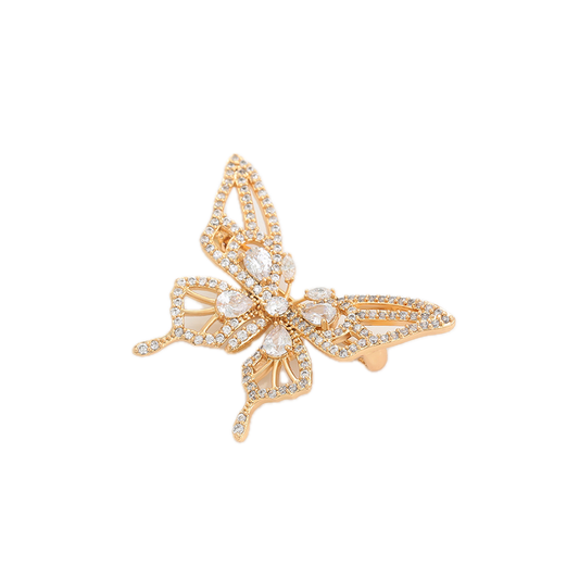Faunara – 18K Gold Animal Shape Brooch with White Cubic Zirconia | Nature-Inspired Luxury Pin for Women
