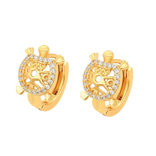 Aviera – 24K Gold Animal Shape Stud Earrings with White Cubic Zirconia | Whimsical Luxury Earrings for Women