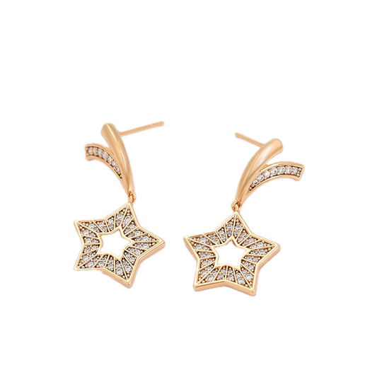 Luminae – 18K Gold Drop Earrings with White Cubic Zirconia | Radiant Everyday Earrings for Women