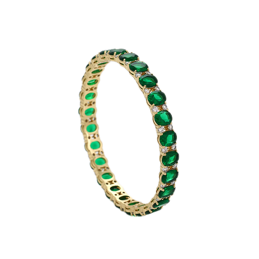 Verdène – 14K Gold Plated Luxury Bangle with Green Cubic Zirconia | Rare Occasion Bracelet for Women