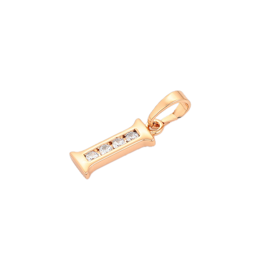 Linéra – 18K Gold Plated Linear Letter Pendant with White Cubic Zirconia | Sleek Initial Necklace for Women