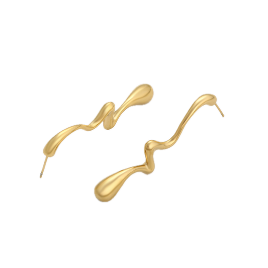 Verdana – 14K Gold Stainless Steel Long Drop Earrings | Bold Everyday Statement Earrings for Women