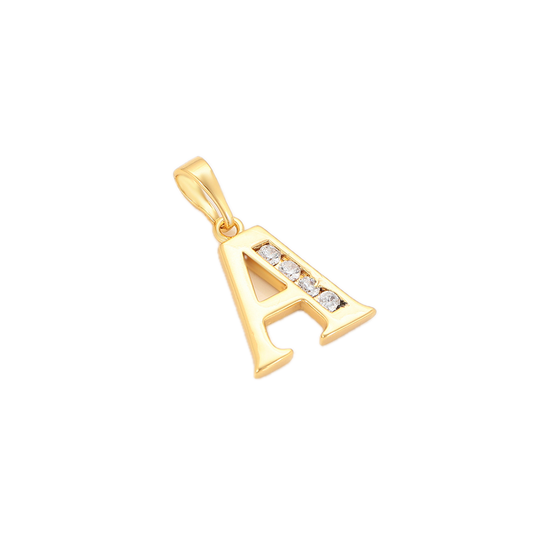 Soletta – 24K Gold Plated Letter Pendant with White Cubic Zirconia | Opulent Initial Necklace