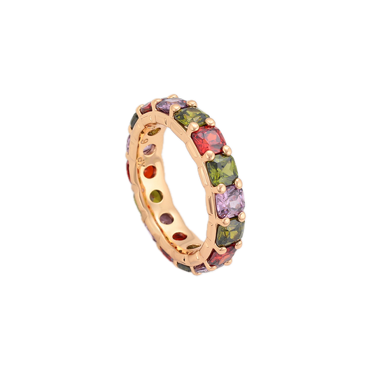 Chrōma – 18K Gold Luxury Ring with Coloured Cubic Zirconia | Artisan Statement Ring for Women