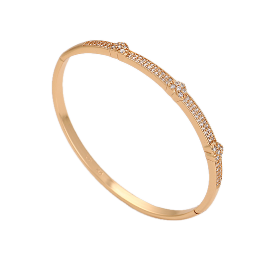Stellara – 18K Gold Plated Slim Bangle with White Cubic Zirconia Accents | Minimalist Luxury Bangle for Women