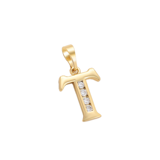 Florène – 14K Gold Plated Letter Pendant with White Cubic Zirconia | Warm Initial Necklace for Women