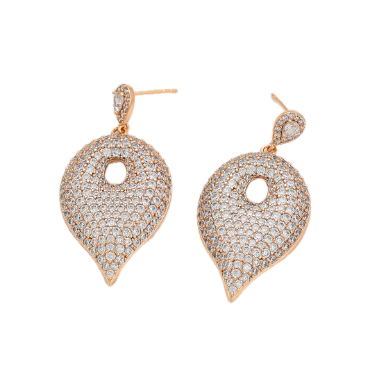 Magnara – 18K Gold Luxury Drop Earrings with White Cubic Zirconia | Statement Occasion Earrings for Women