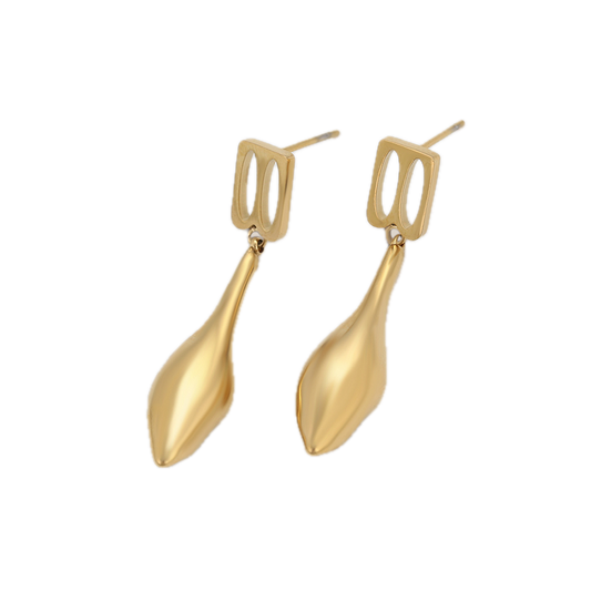 Auvera – 14K Gold Stainless Steel Drop Earrings | Sculptural Daily Wear Earrings for Women