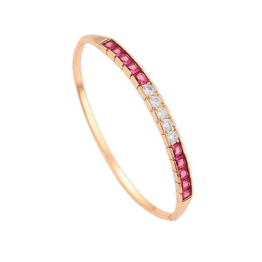 Minova – 18K Gold Plated Slim Bangle with Cubic Zirconia | Classic Everyday Bangle for Women