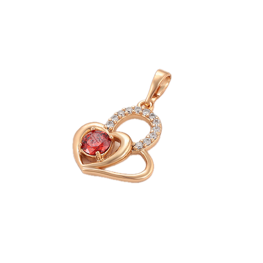 Xperia – 18K Gold Plated Signature Pendant with Garnet Cubic Zirconia | Statement Necklace for Women