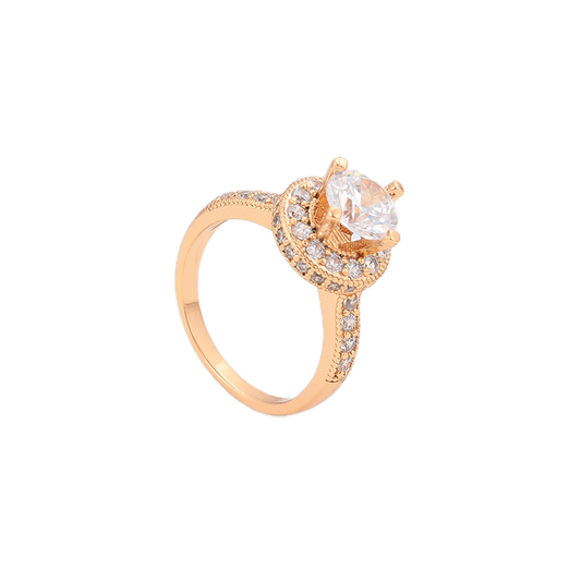 Solaris – 18K Gold Ring with Bold White Cubic Zirconia | Statement Solitaire Ring for Women