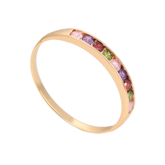 Vívara – 18K Gold Plated Bangle with Coloured Cubic Zirconia | Bold Statement Bangle for Women