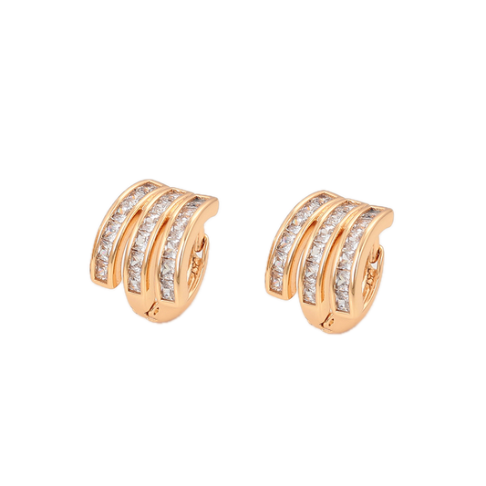 Pétala – 18K Gold Stud Earrings with White Cubic Zirconia | Classic Everyday Earrings for Women