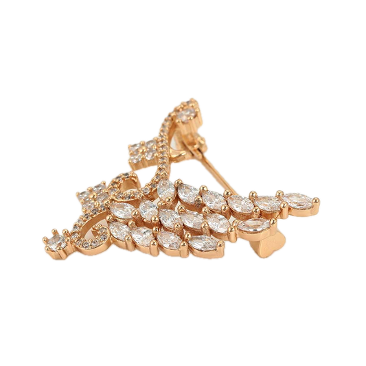 Florael – 18K Gold Brooch with White Cubic Zirconia | Delicate Refined Pin for Women