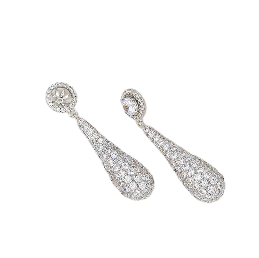 Platura – Platinum Plated Drop Earrings with White Cubic Zirconia | Refined Daily Earrings for Women