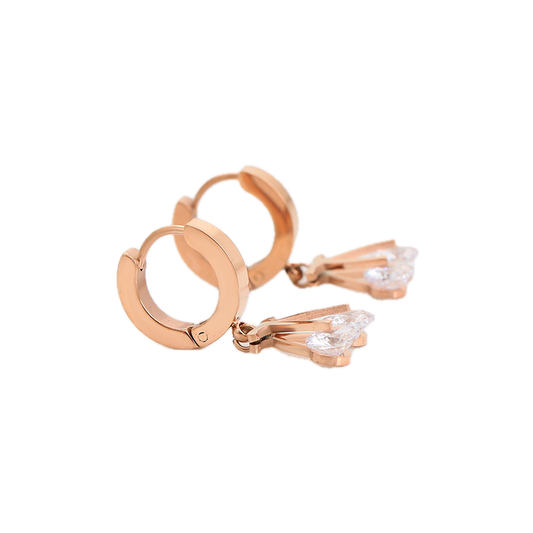 Rosaria – Rose Gold Stainless Steel Drop Earrings | Romantic Everyday Earrings for Women