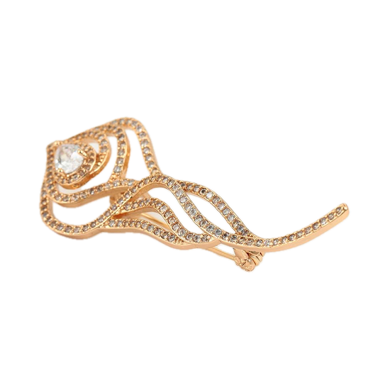 Lumaris – 18K Gold Brooch with White Cubic Zirconia | Radiant Everyday Pin for Women