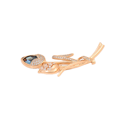 Vastura – 18K Gold Luxury Brooch with Statement Crystal | Grand Occasion Pin for Women