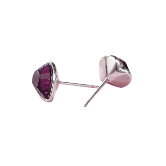 Violara – Platinum Plated Stud Earrings with Purple Synthetic Crystal | Rare Statement Studs for Women